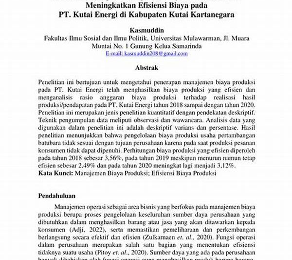 Analisis Efisiensi Biaya Energi